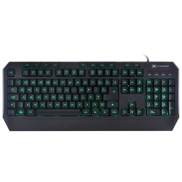 Teclado Gamer Draco Com Macros, Multimidia Led 3 Cores Cabo 1.8 Metros Abnt2 Preto - Gt400